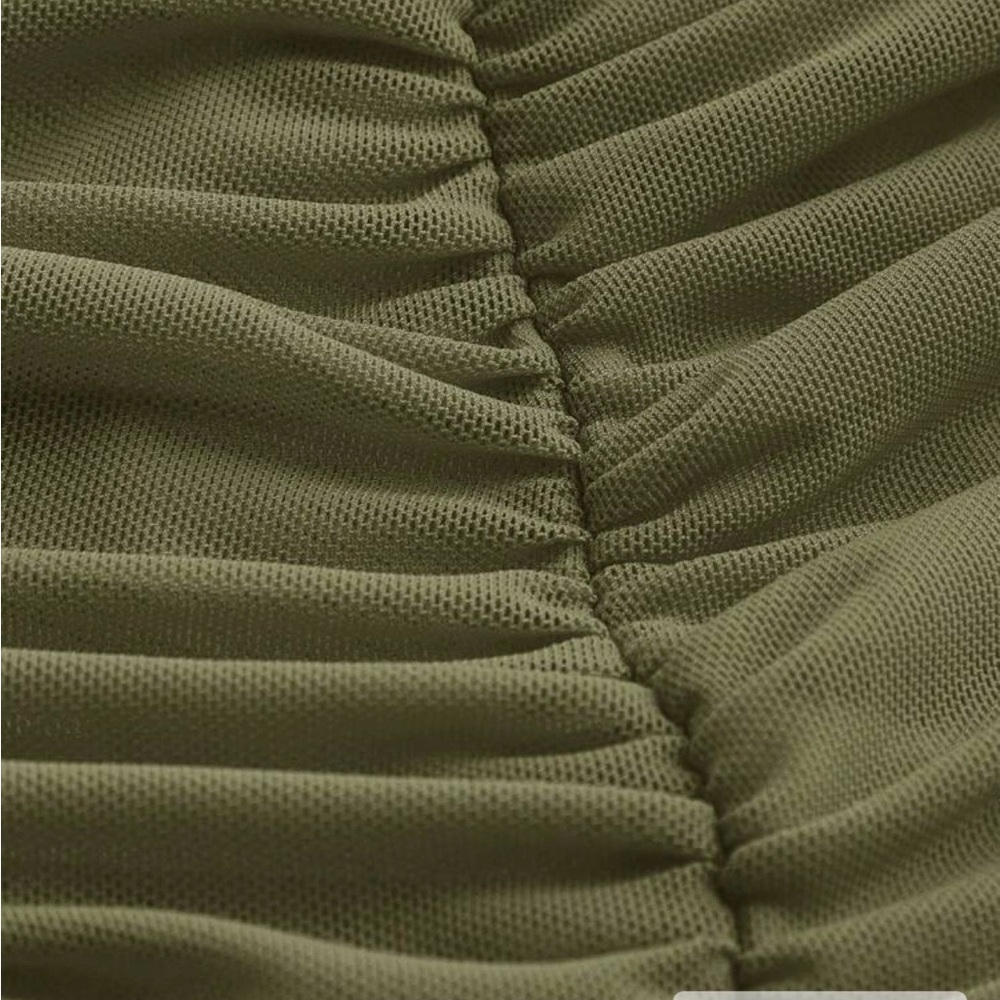SHEIN Olive Green Ruched Mini Dress - Picture 3 of 4
